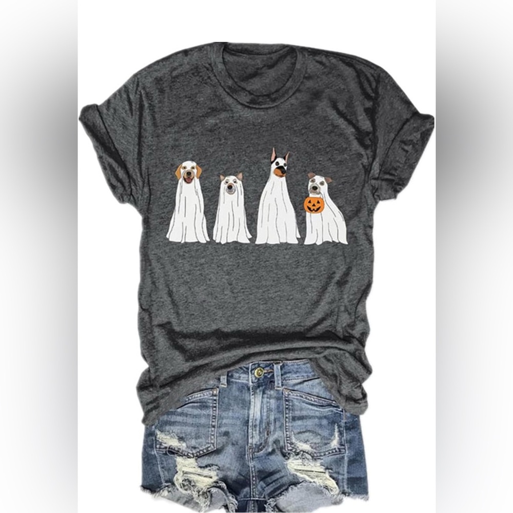 Gildan Charcoal Dog Ghost Graphic Tee - Picture 3 of 3